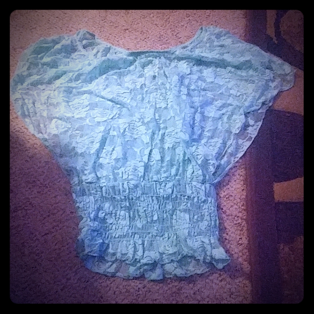 Turquoise tank top with sheer floral blouse